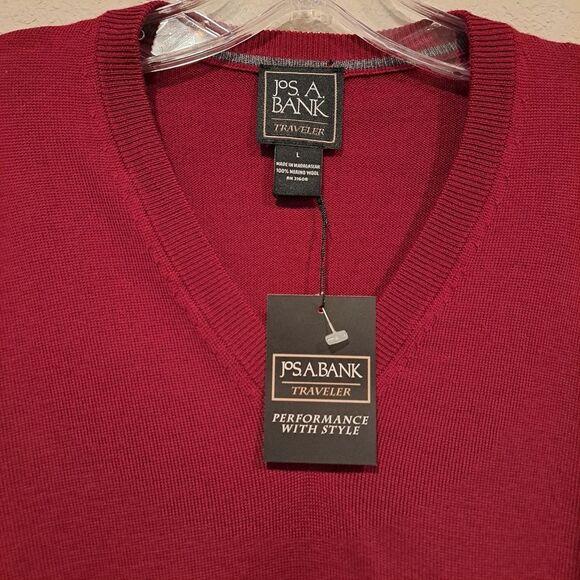 JoS. A Bank Traveler 100% Merino Wool V-neck Sweater Lightweight sz L New! as is - Picture 3 of 13